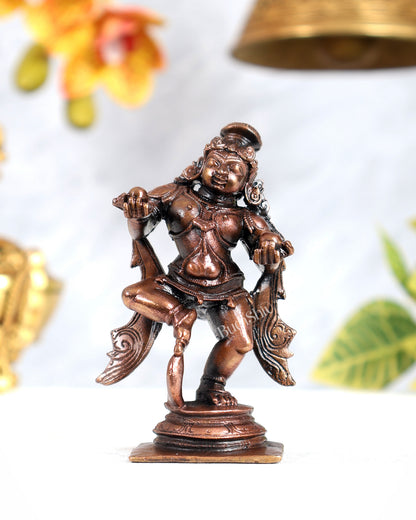 Pure Copper Dancing Krishna Gopala Idol – Divine Venugopala Sculpture (3.5 Inches)