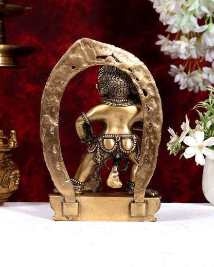 Brass Kubera Standing with Flame Aureole — Tibetan Depiction, Lord of Wealth 8.5 inch