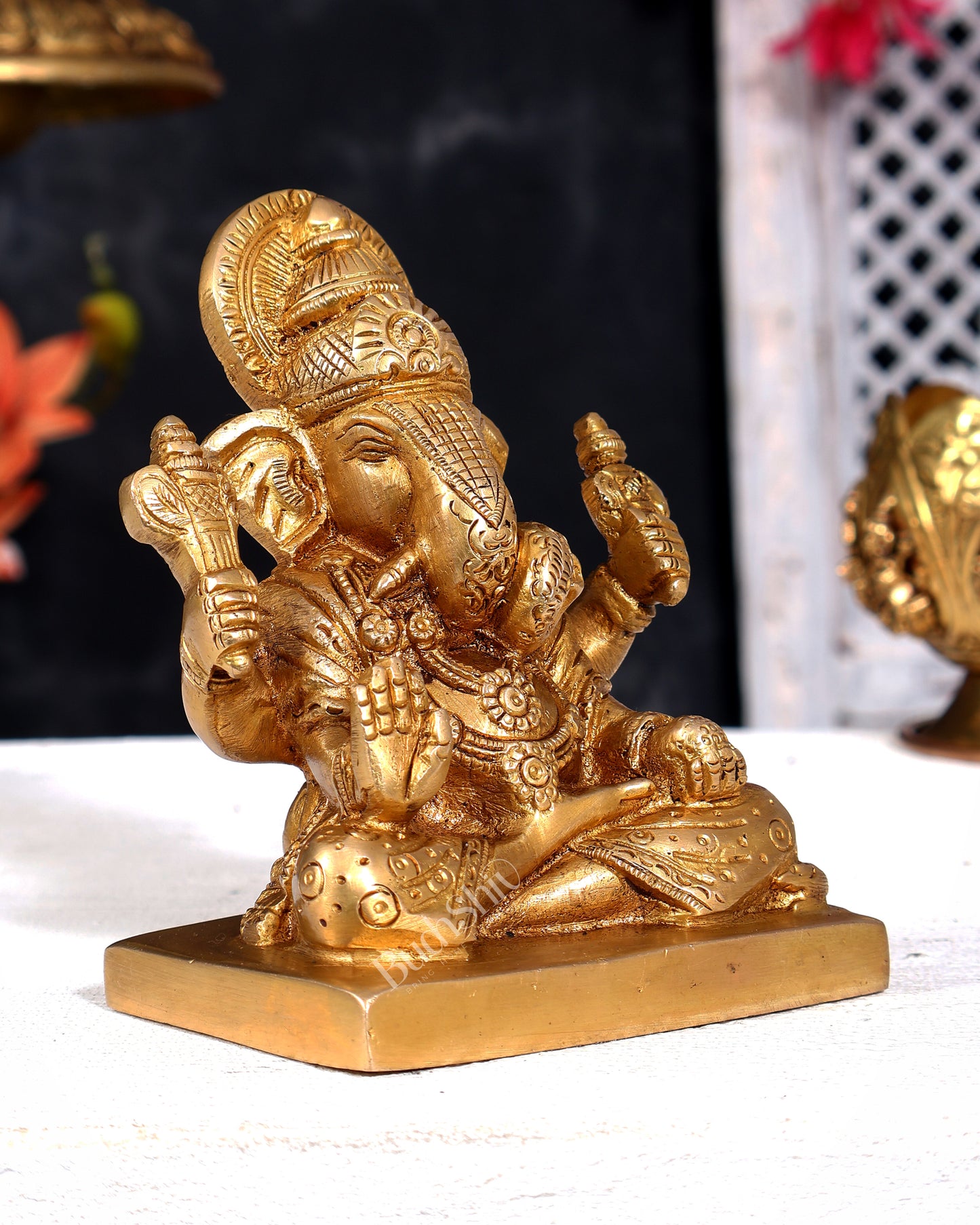 Brass Dagdusheth Ganapati Statue — Pune Ganesh 5 inch