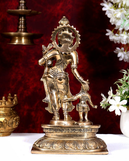 Graceful 11-Inch Brass Goddess Parvati with Ganesha and Kartikeya Statue