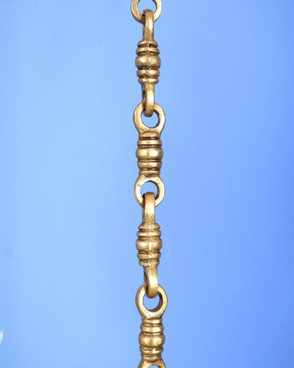Brass Ashtalakshmi Hanging Bell with Chain – Auspicious Temple Ghanti (32.5 Inches)