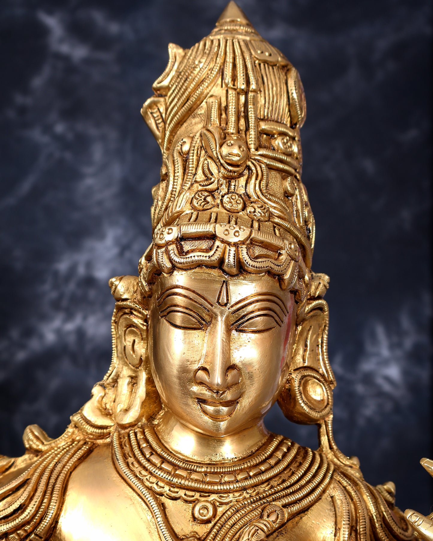 Brass Ardhanarishwara — Half Shiva Half Parvati Sculpture, Fine Carvings 31 inch tall