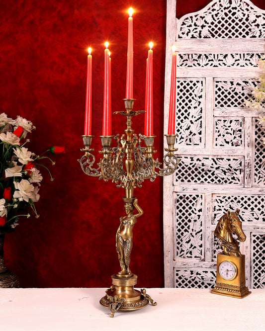 Large Brass English Lady Candle Holder Classical Decor 24 inch