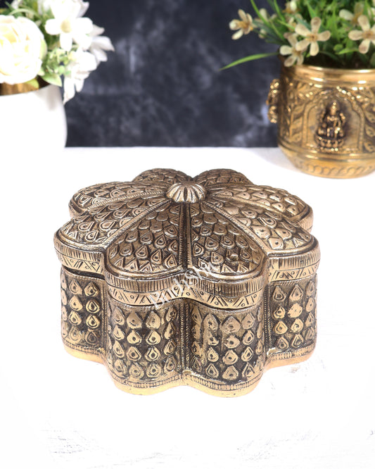 Beautiful Brass Multipurpose Masala, Jewellery, Treasure Box 8.5 inch