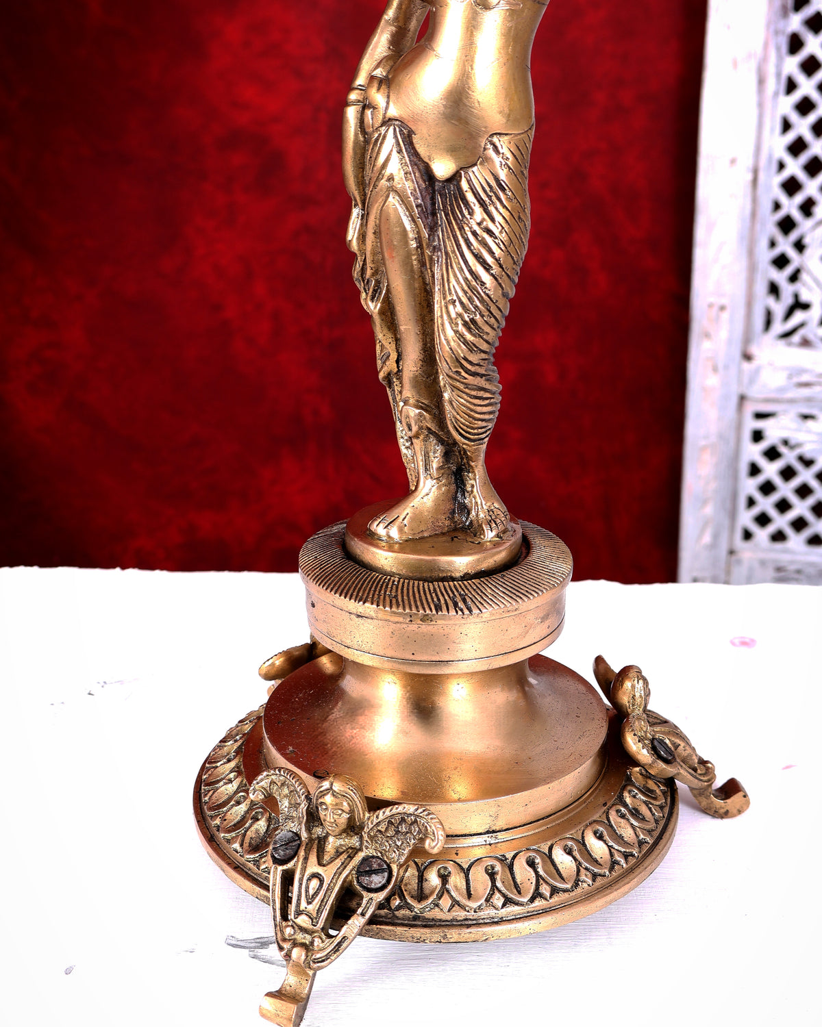 Large Brass English Lady Candle Holder Classical Decor 24 inch
