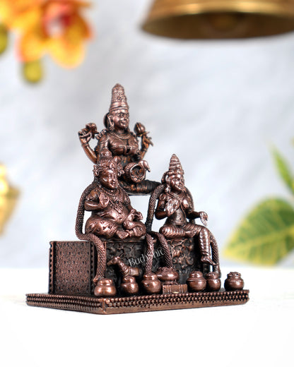 Pure Copper Kuber Lakshmi with Chitralekha Idol – Divine Wealth & Prosperity Sculpture (3 Inches)