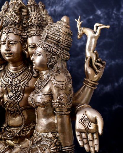 Brass Pashupatinath Sadashiv with Parvati — Chola-Inspired Sculpture 24 inch
