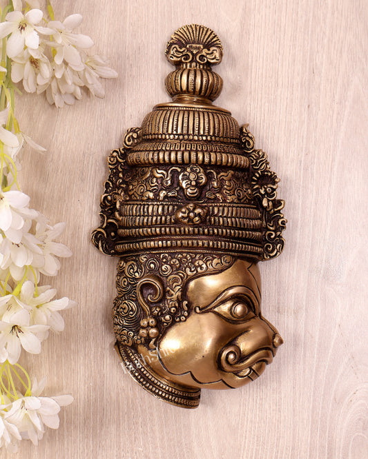 Antique Brass Hanuman Face Wall Hanging 11.5 inch