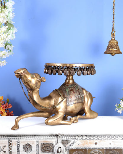 Vintage Brass Camel Design Stool Table – Handcrafted Heritage Furniture Accent (27 Inches)