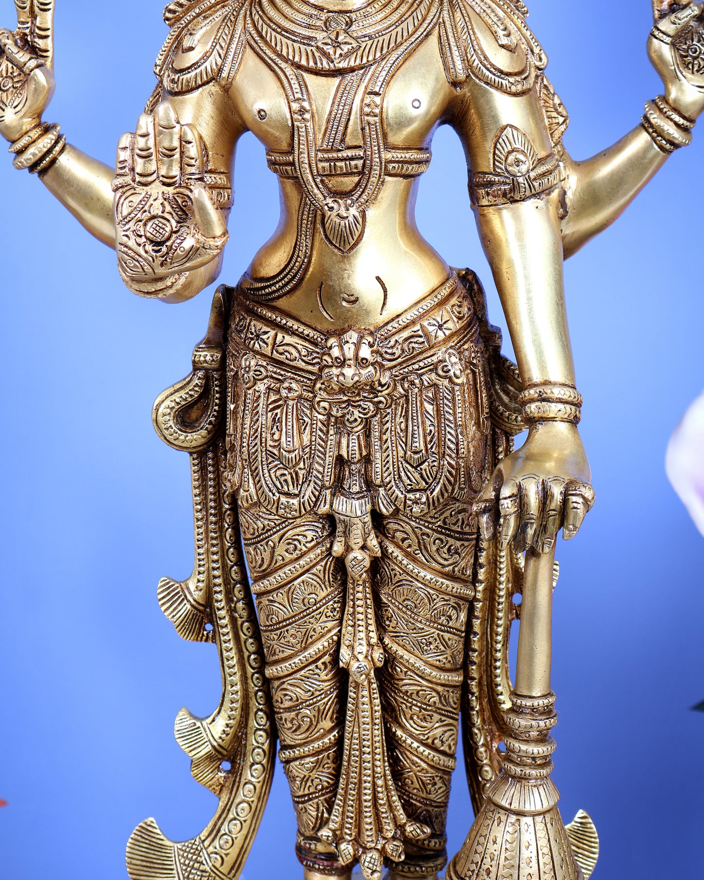 Brass Lord Vishnu with Gada Statue – Grand Handcrafted Divine Sculpture (30 Inches)