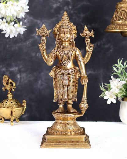 Pure Superfine Brass Vishnu  Idol 12.5" Height