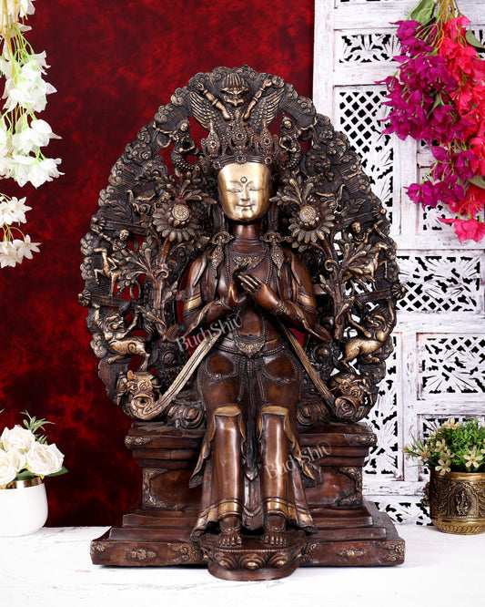 Brass Large Maitreya Buddha — Copper Tone 27 inch
