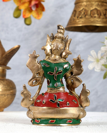 Brass White Tara Statue with Meenakari Work – Handcrafted Sacred Buddhist Idol 6 inch