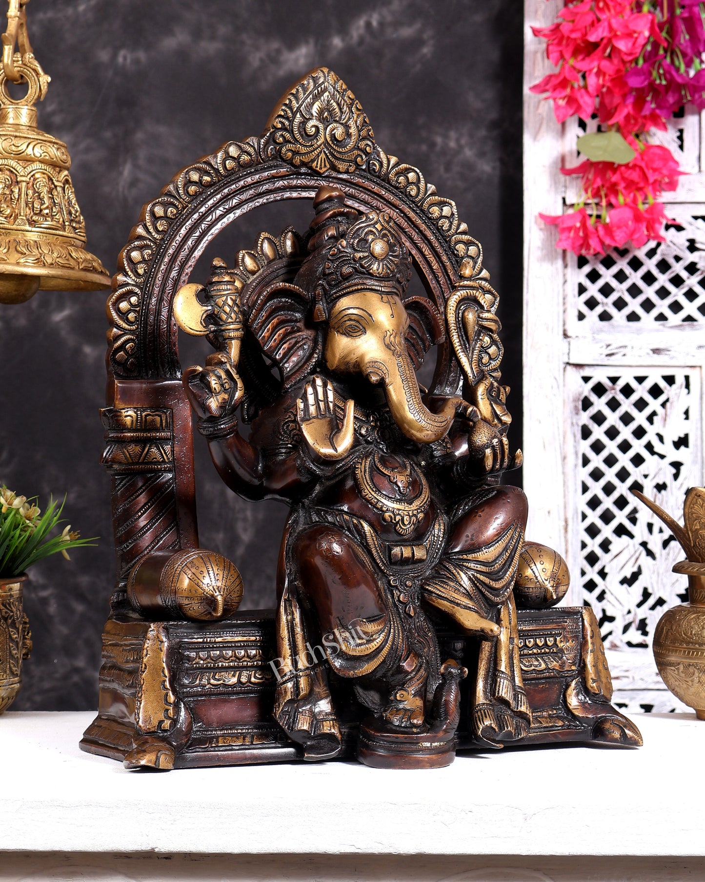 Pure Brass Ganesha statue copper tone 17 inch tall