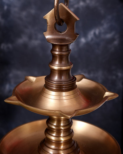 Brass Kerala Hanging Lamp — Double Layer