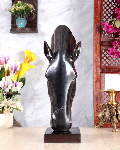 Brass Unique Black Horse Face Décor Artefact – Modern Handcrafted Statement Sculpture 17.5 inch