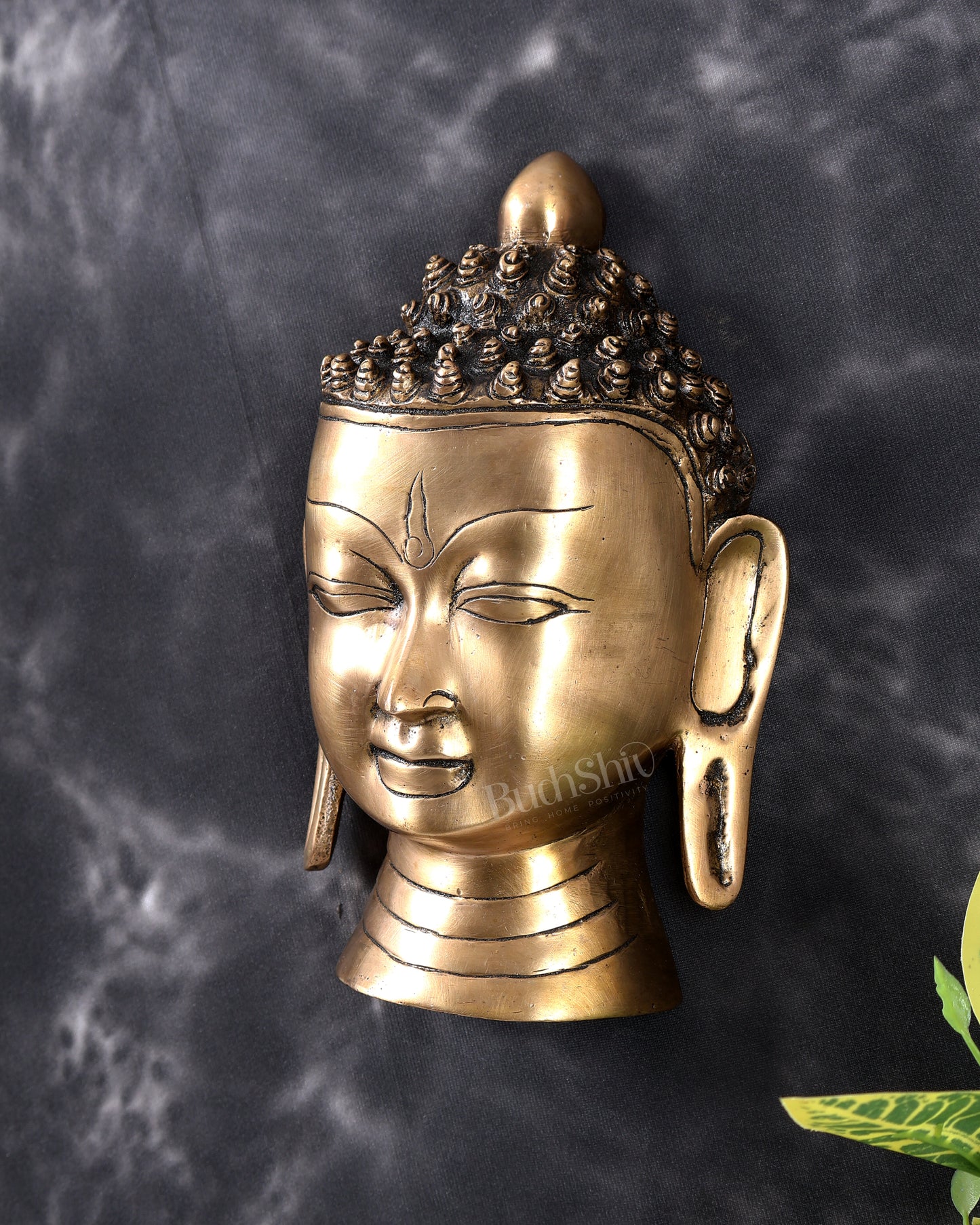 Brass Buddha Face Wall Hanging – Highly Detailed Handcrafted Spiritual Wall Décor 8 inch