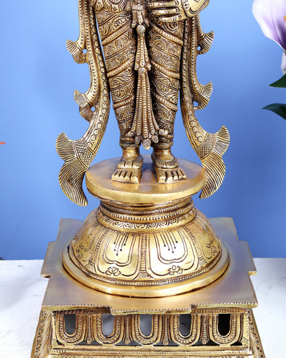 Brass Tirupati Balaji Statue – Finely Handcrafted Lord Venkateswara Sculpture (30 Inches)