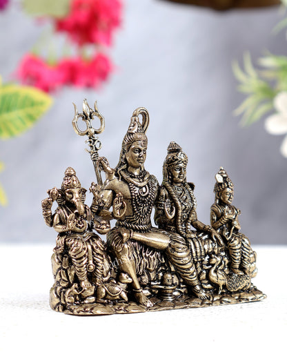 Brass Superfine Shiva Parivar Idol Miniature – Divine Family Sculpture (2.8 Inches)