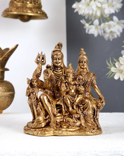 Handcrafted Brass Lord Shiva Parivaar Idol 6 inch enhanced carvings
