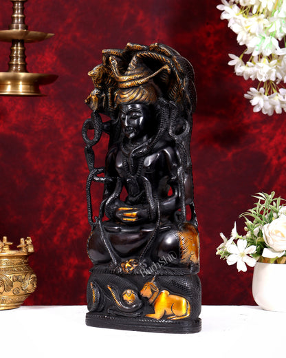 Brass Lord Shiva in Meditation Statue - 14.5 inch