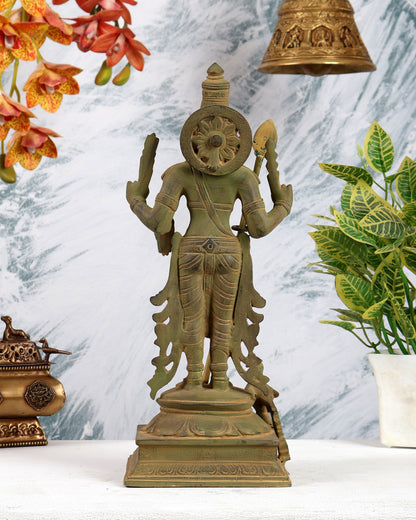 Pure Brass Kartikeya Murugan Swamy Statue – 14” Green patina