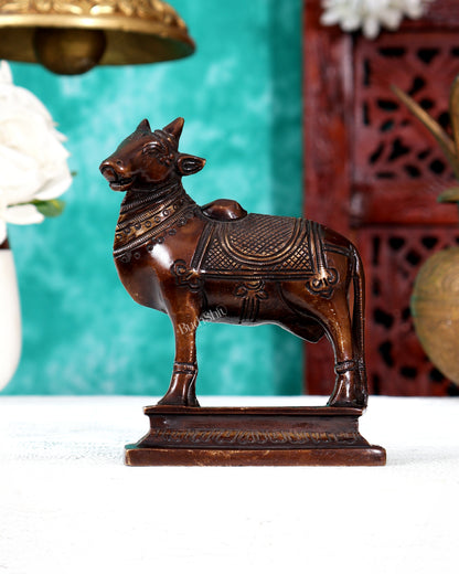 Small Brass Standing Nandi Idol — Antique Elegance 4.5 inch