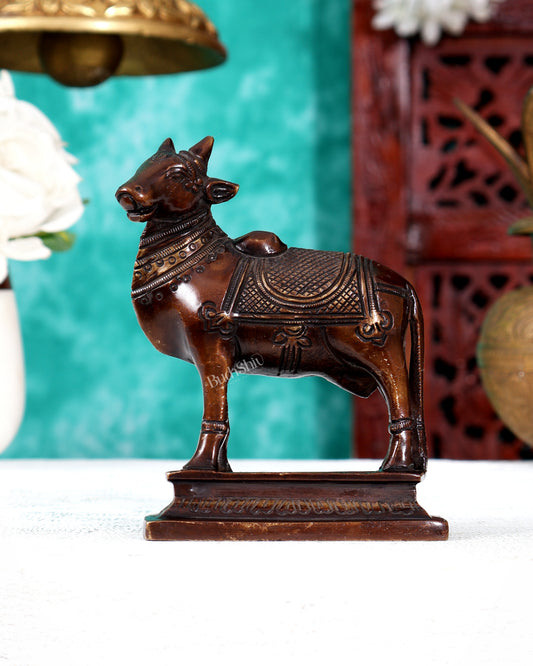Small Brass Standing Nandi Idol — Antique Elegance 4.5 inch