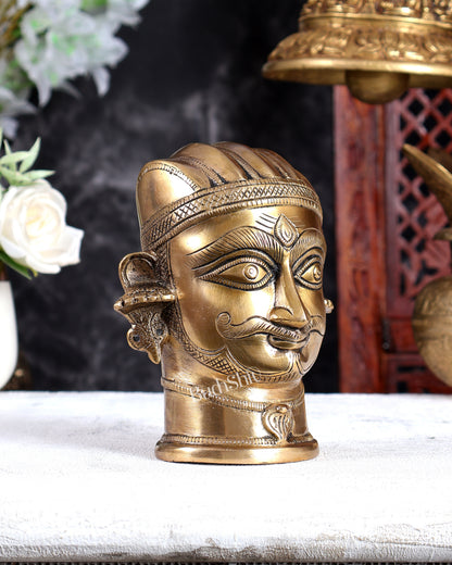 Brass Mahakaal Mukhalingam Shiva Face Head Bust Sculpture – Handcrafted Divine Artefact 6 inch