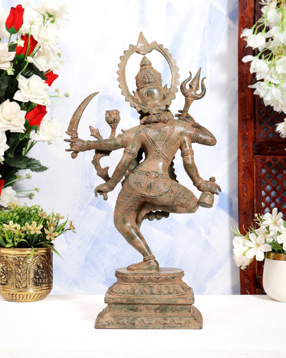 Indonesian Bronze Rare Dancing Mahakali Ma Statue | Height: 16.5 inch earthy patina