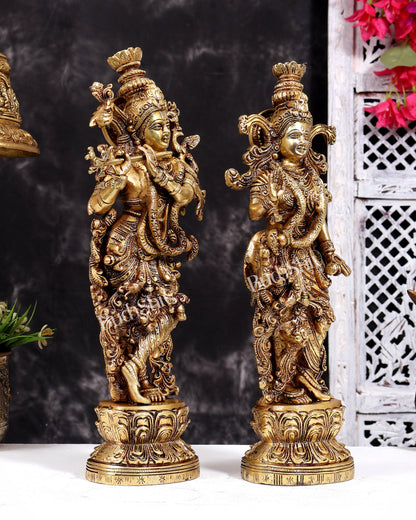 Brass Radha Krishna Statues 14 inch Antique tone