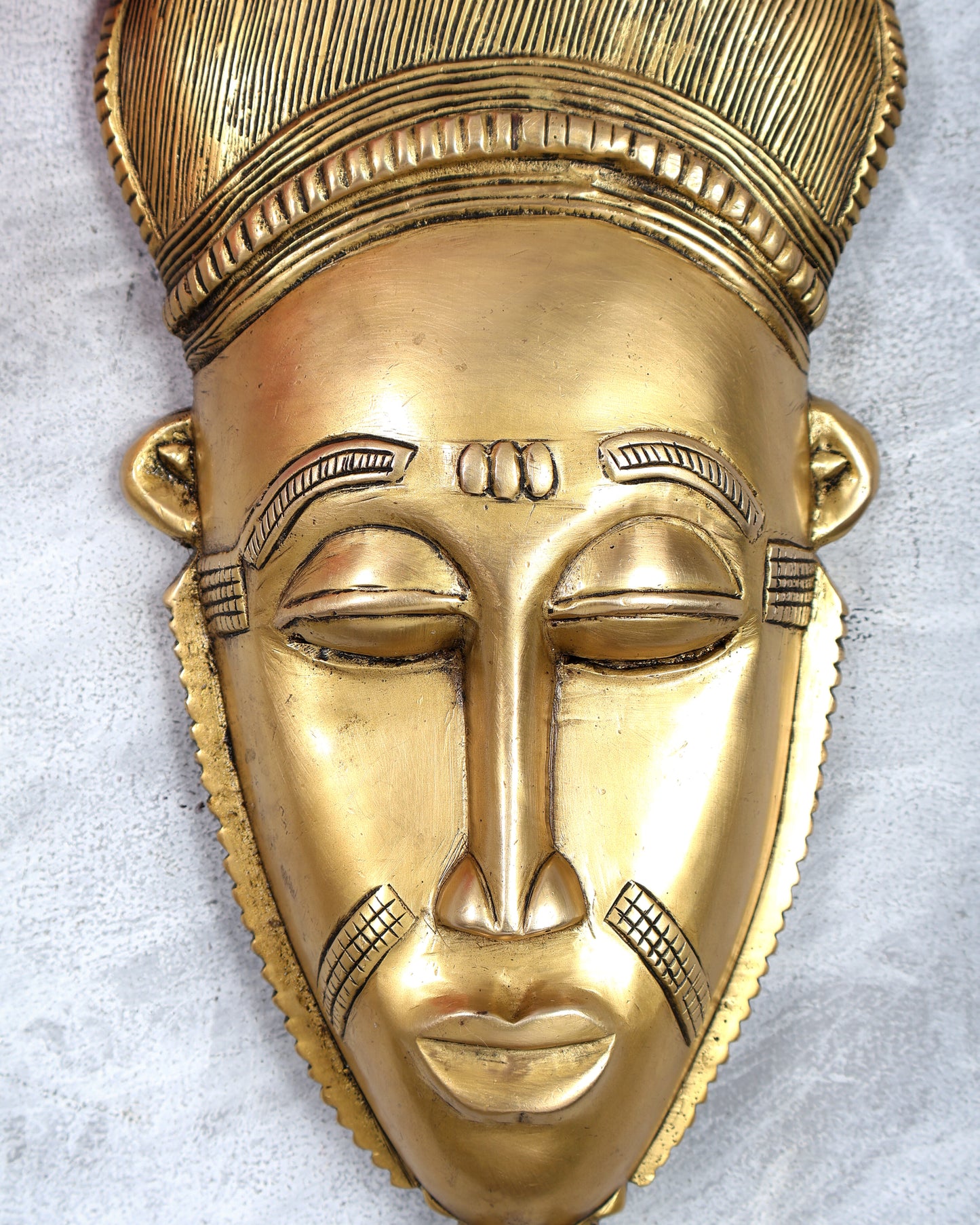 Brass Tribal Shaman Mask Wall Hanging – Handcrafted Ethnic Decorative Wall Art 13.5 inch