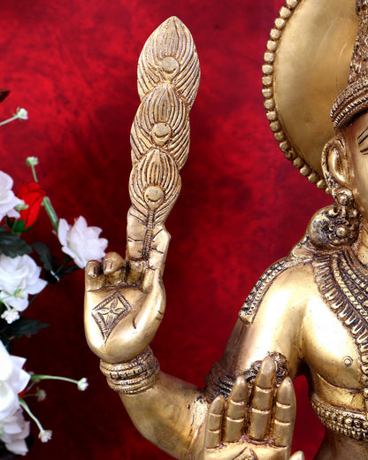 Pure Brass Lord Kartikeya (Murugan Swamy) Large Statue – Temple Grade Divine Artefact 49 inch
