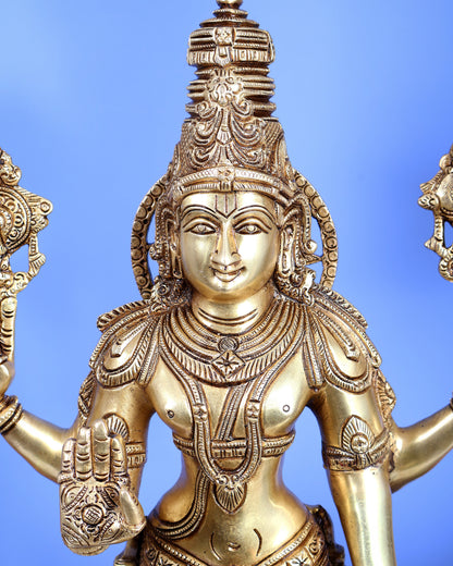 Brass Lord Vishnu with Gada Statue – Grand Handcrafted Divine Sculpture (30 Inches)