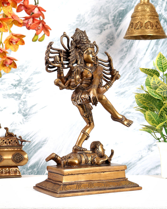 Brass Dancing Shiva Nataraja statue 14" Matte antique