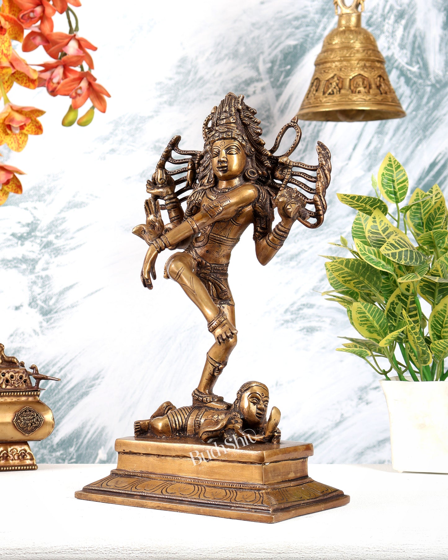 Brass Dancing Shiva Nataraja statue 14" Matte antique