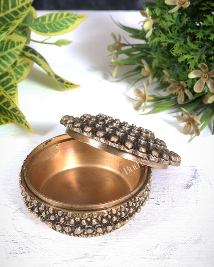 Pure Brass Mandala Design Kumkum Box / Multipurpose Box antique tone