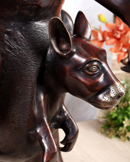 Brass Large Kangaroo with Baby Joey Sculpture – Handcrafted Wildlife Masterpiece (34 Inches)