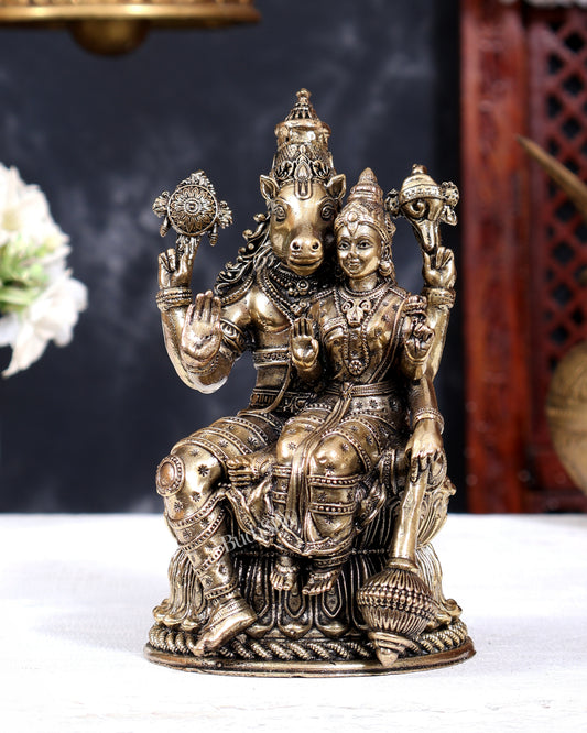 Brass Hollow Cast Hayagriva Lakshmi Idol | Pure Brass Horse-Headed Vishnu & Lakshmi 6 inch