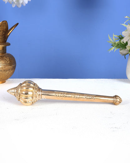 Brass Solid Hanuman Gada – Sacred Mace of Strength & Protection (8 Inches)