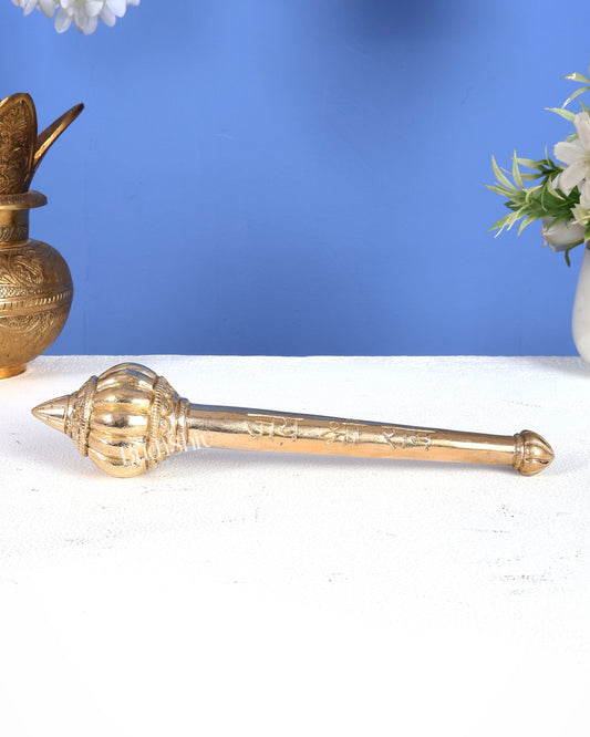 Brass Solid Hanuman Gada – Sacred Mace of Strength & Protection (8 Inches)