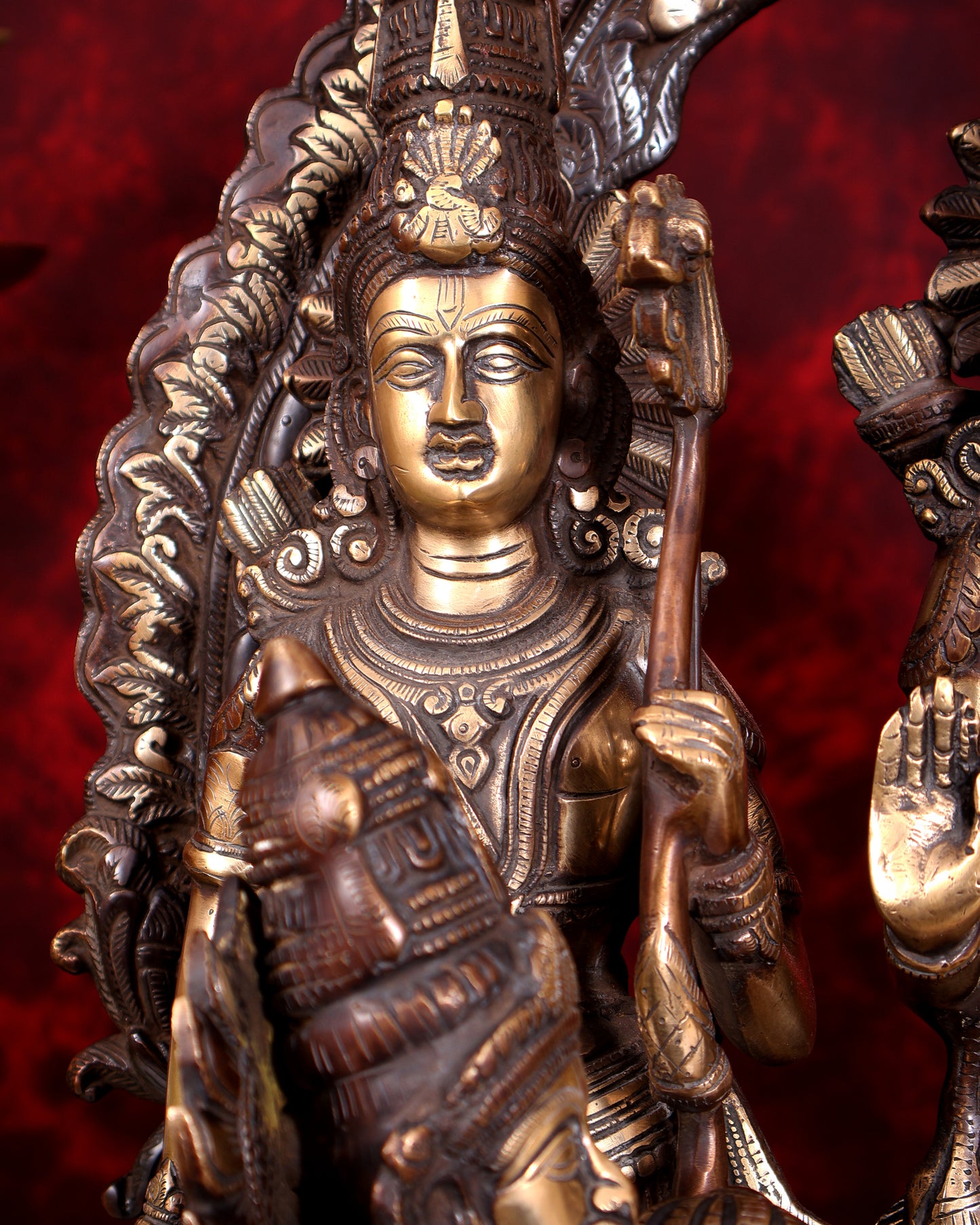 Brass Large Ram Darbar Statue — Dual-Tone Copper Gold Finish with Prabhavali 25.5 inch