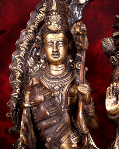 Brass Large Ram Darbar Statue — Dual-Tone Copper Gold Finish with Prabhavali 25.5 inch