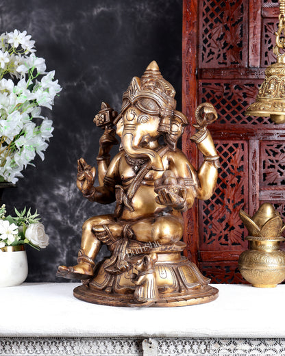 Vintage Brass Ganesha Statue – Rare Handcrafted Collectible Divine Sculpture 18 inch