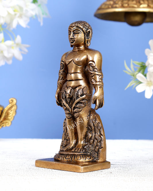 Brass tirthankar Rishab deva bahubali Jain God Standing Statue 6"