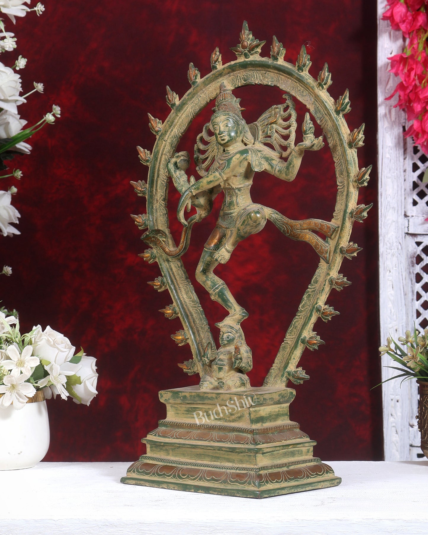 Brass Antique Tone Nataraja Statue - Unique 18 inch sandfinish