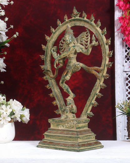 Brass Antique Tone Nataraja Statue - Unique 18 inch sandfinish