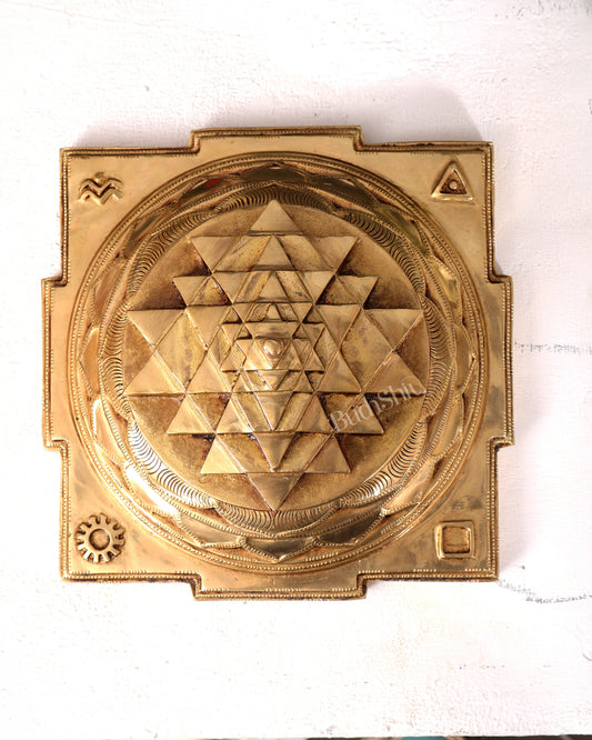 Brass Large Meru Shri Yantra — Heavy Solid 9.5 inch