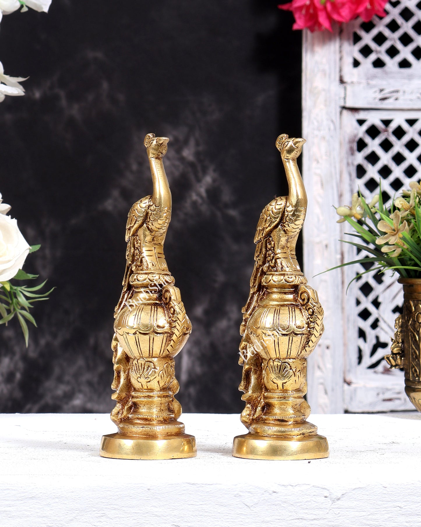 Brass Peacock Showpiece (Pair) 7 inch