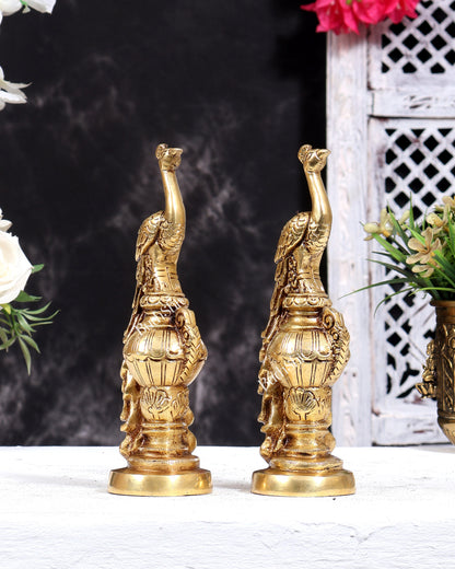 Brass Peacock Showpiece (Pair) 7 inch
